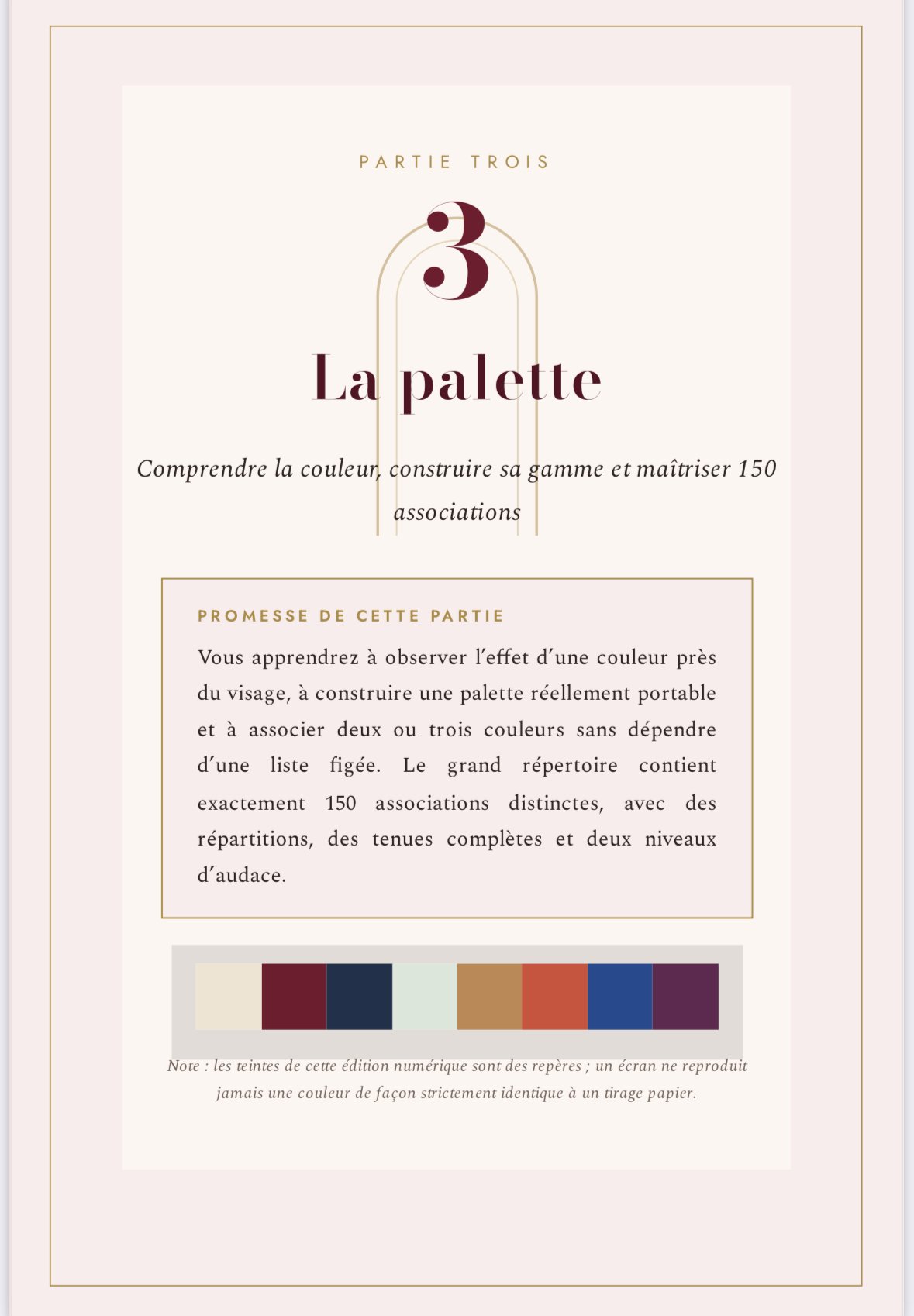 Ouverture de la partie consacrée à la palette de couleurs